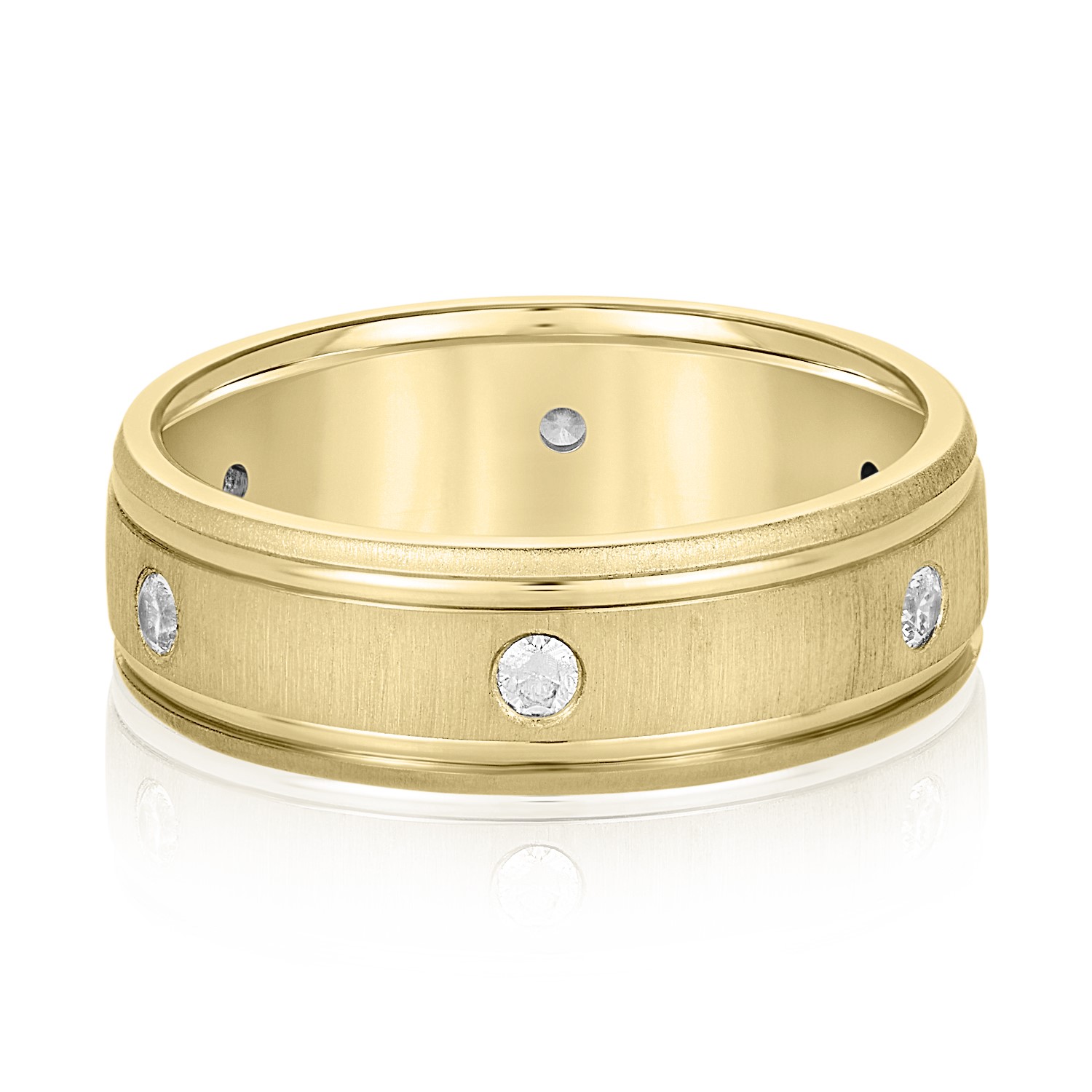 Niralini Lab Grown Diamond Yellow Gold Flush Set Women's Wedding Ring