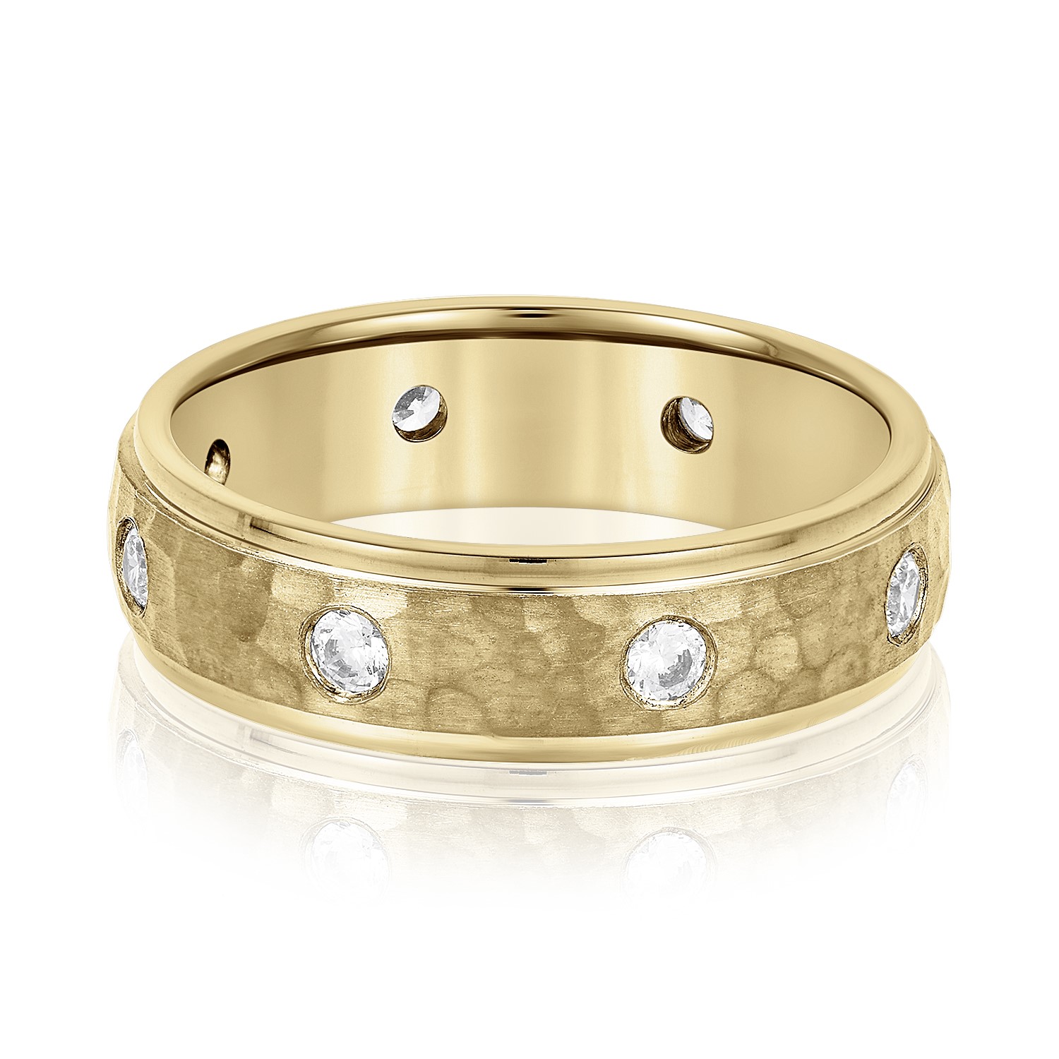Nirosha Lab Grown Diamond Yellow Gold Flush Set Women's Wedding Ring
