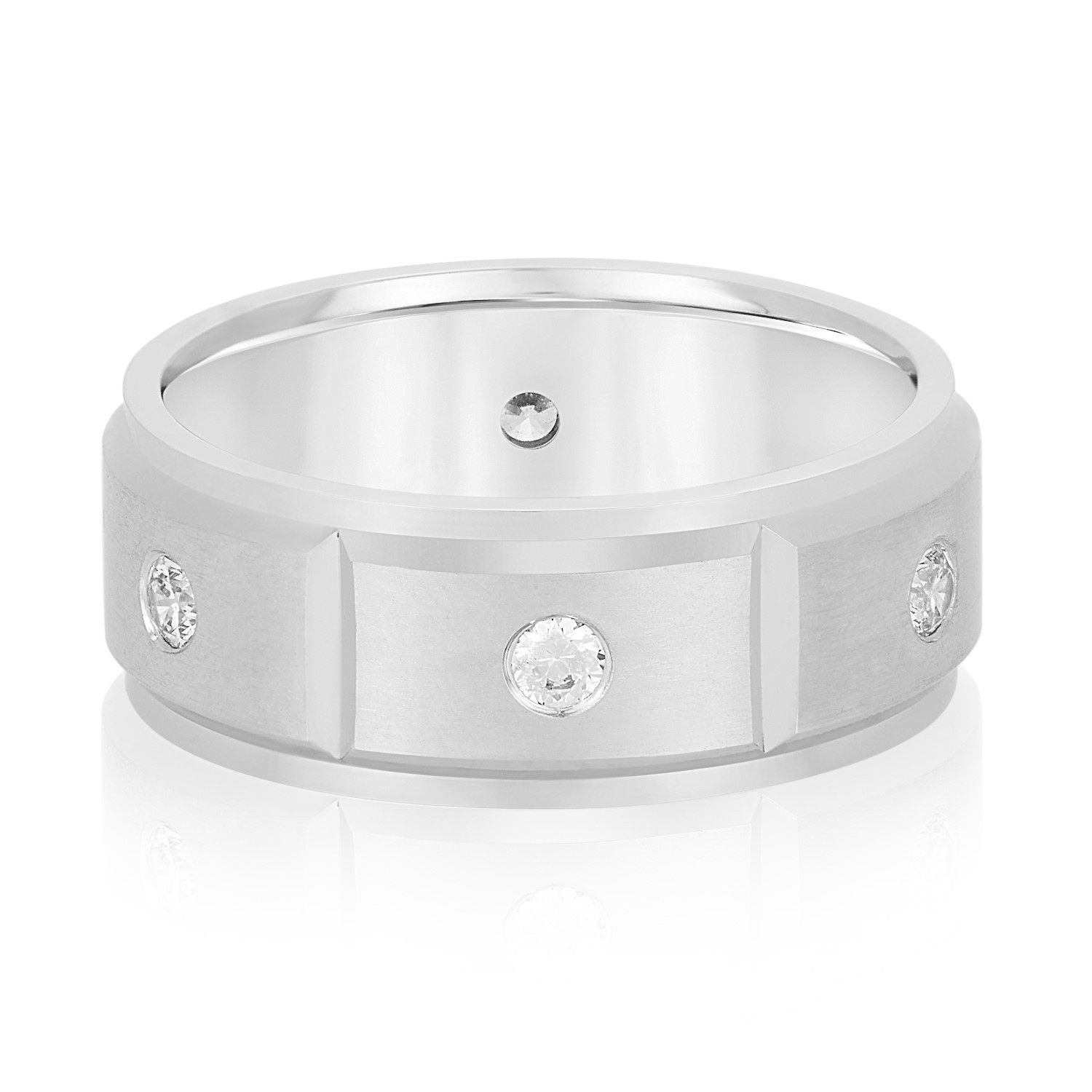 Medolinas Lab Grown Diamond Platinum Flush Set Women's Wedding Ring