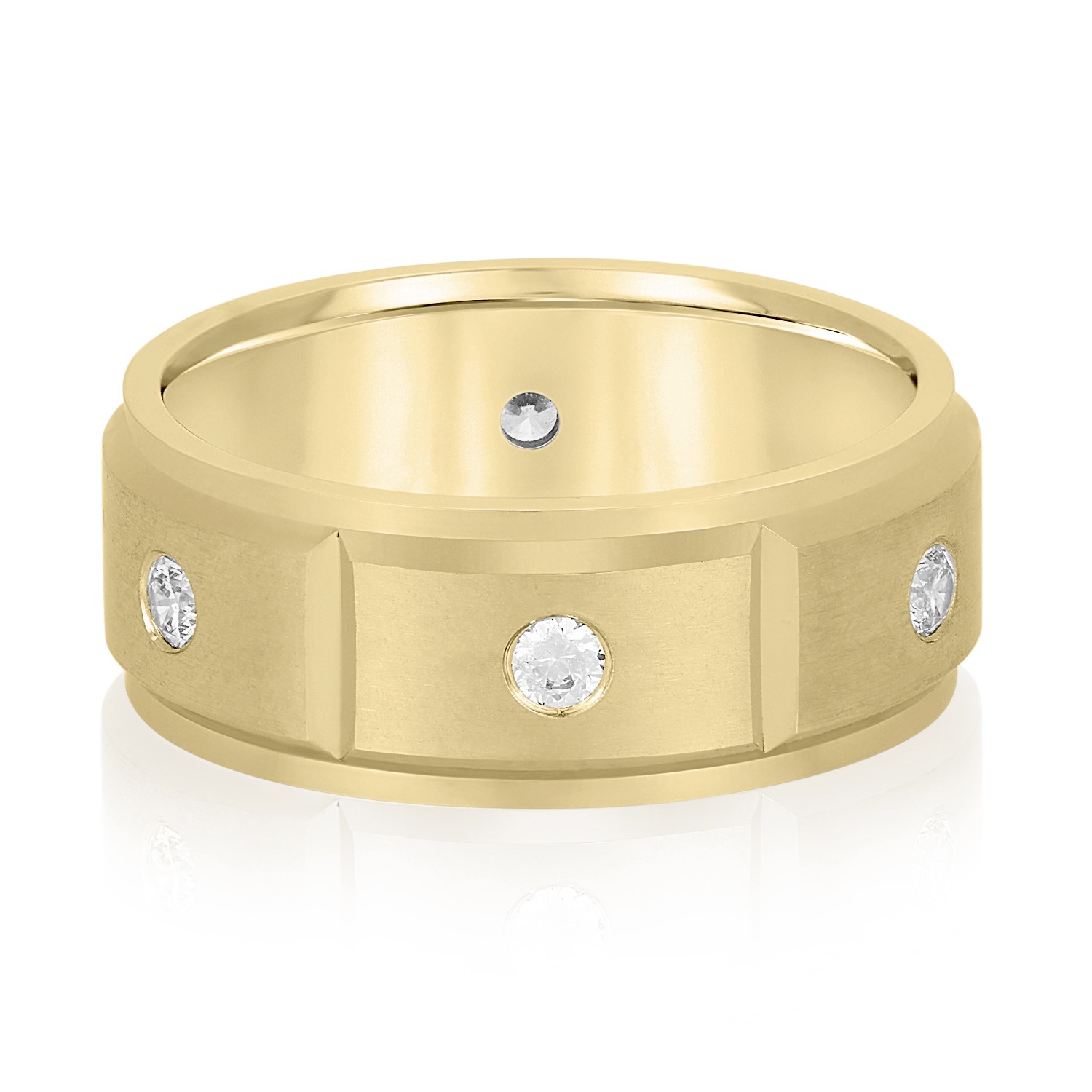 Medolinas Lab Grown Diamond Yellow Gold Flush Set Women's Wedding Ring