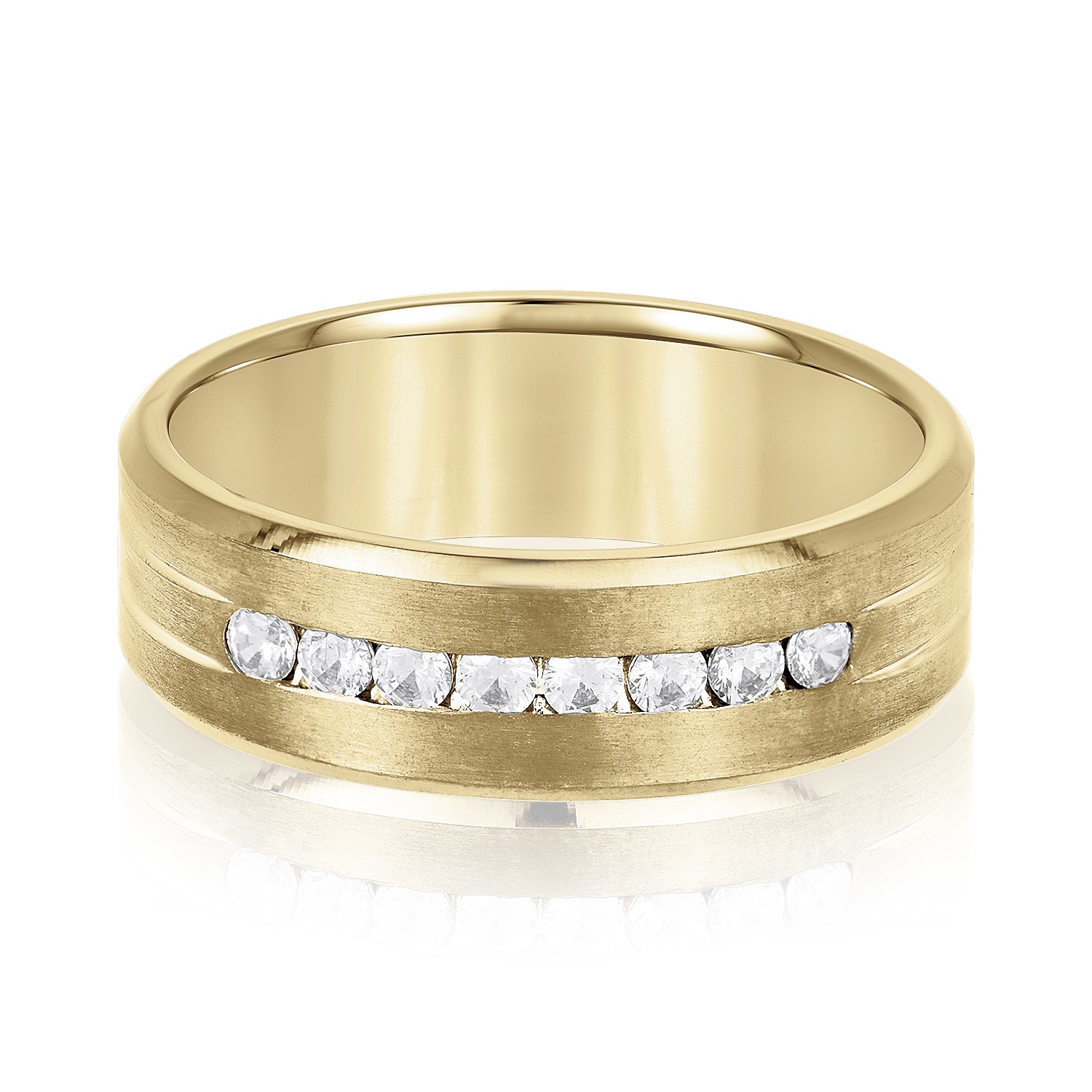 Nerosina Lab Grown Diamond Yellow Gold Channel Set Women's Wedding Ring