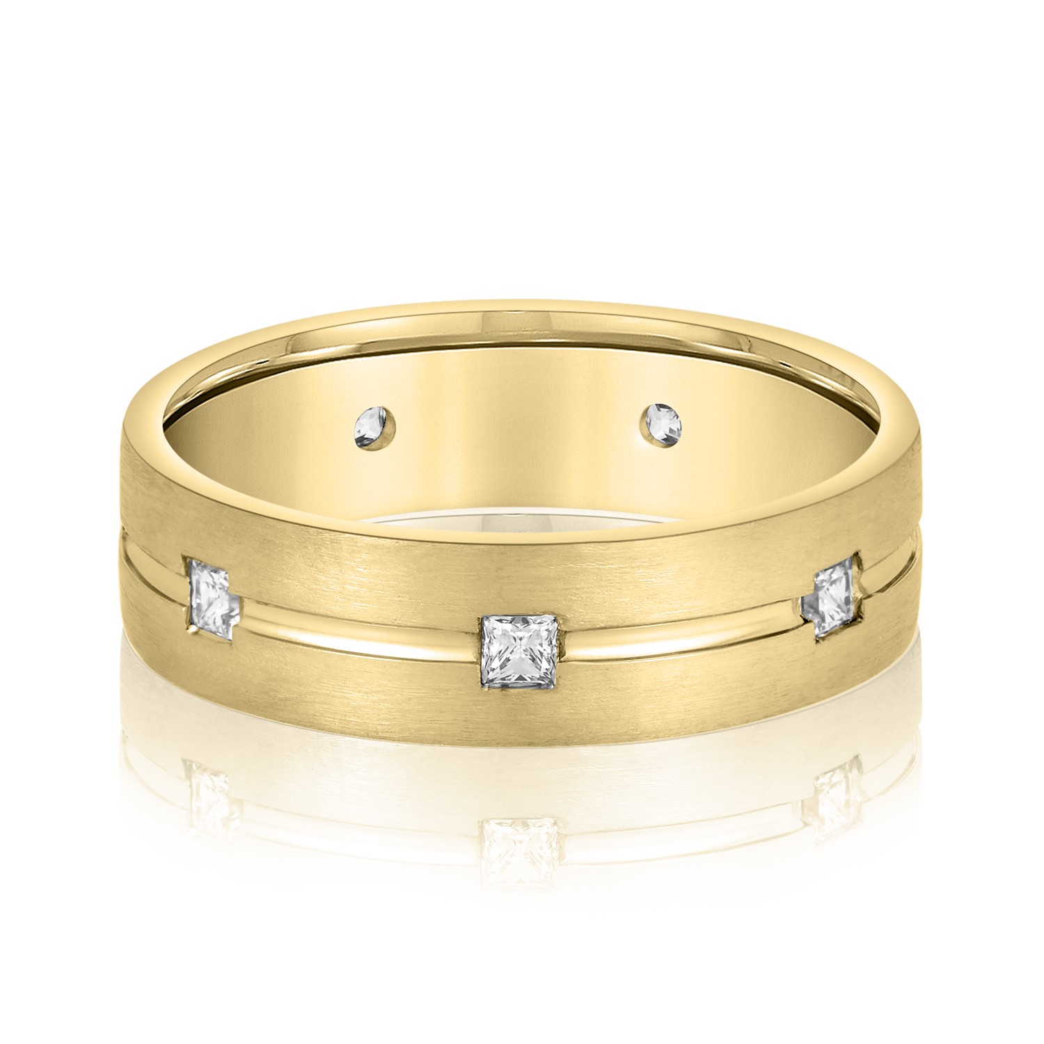 Nerosana Lab Grown Diamond Yellow Gold Flush Set Women's Wedding Ring