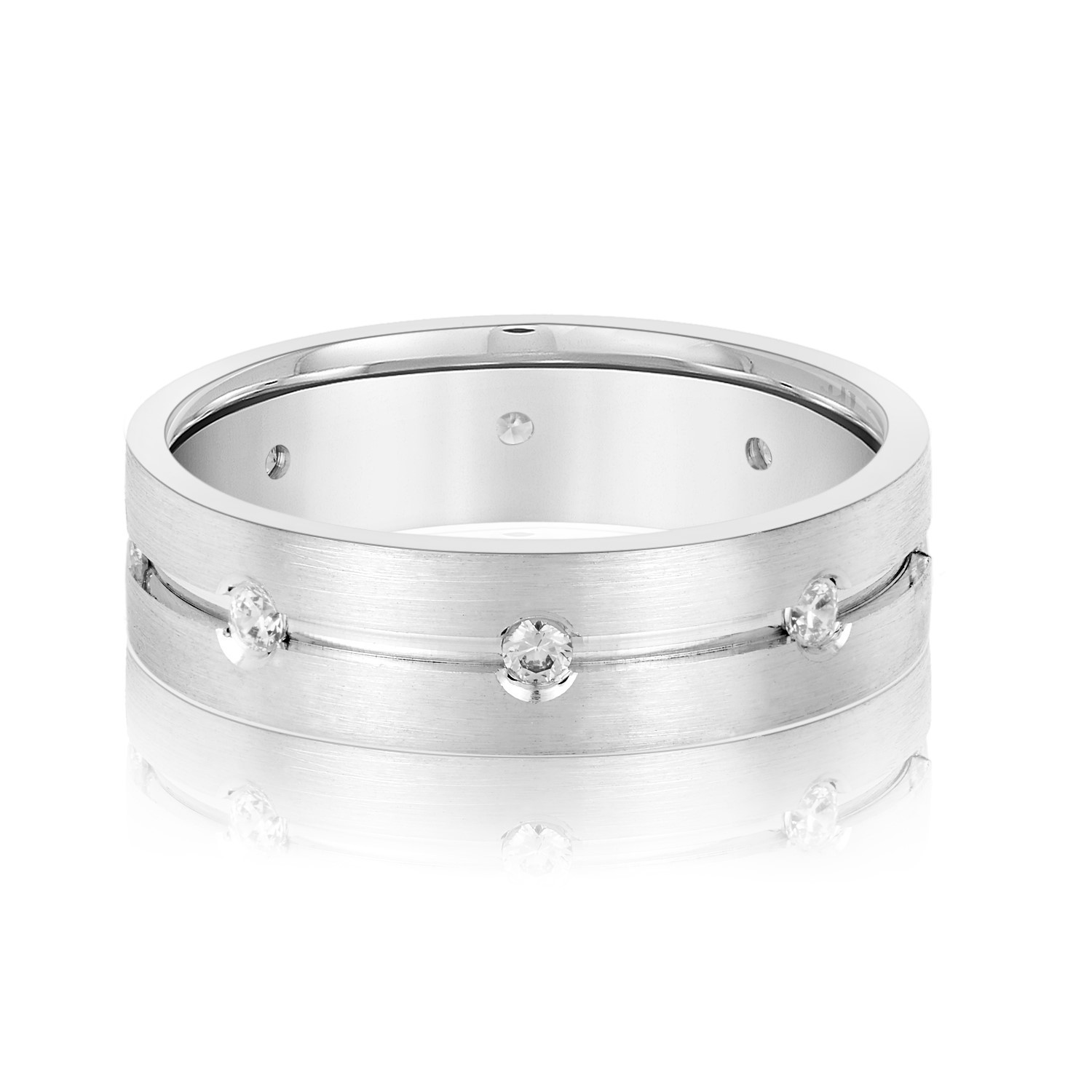 Medolini Natural Diamond Flush Set Women's Wedding Ring