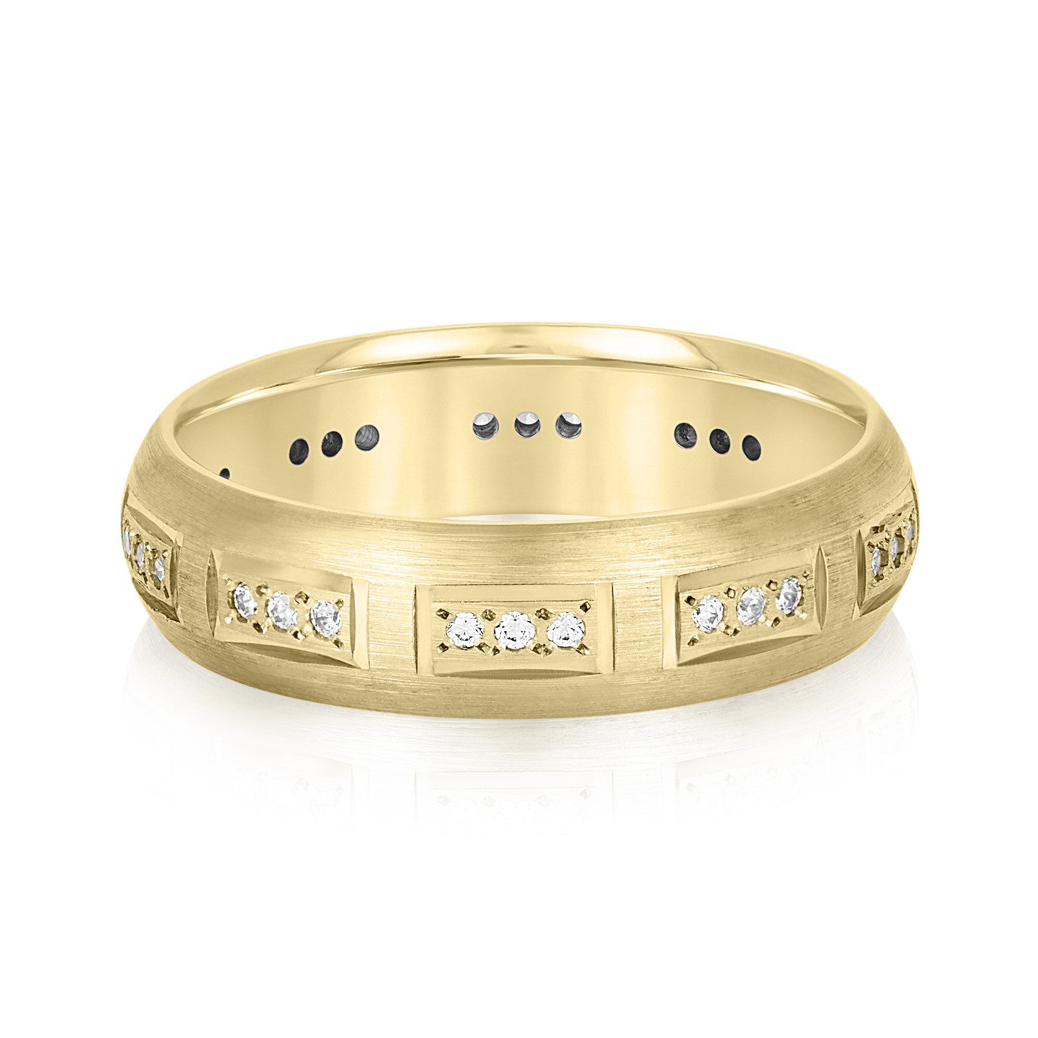Niroshana Lab Grown Diamond Yellow Gold Channel Set Women's Wedding Ring