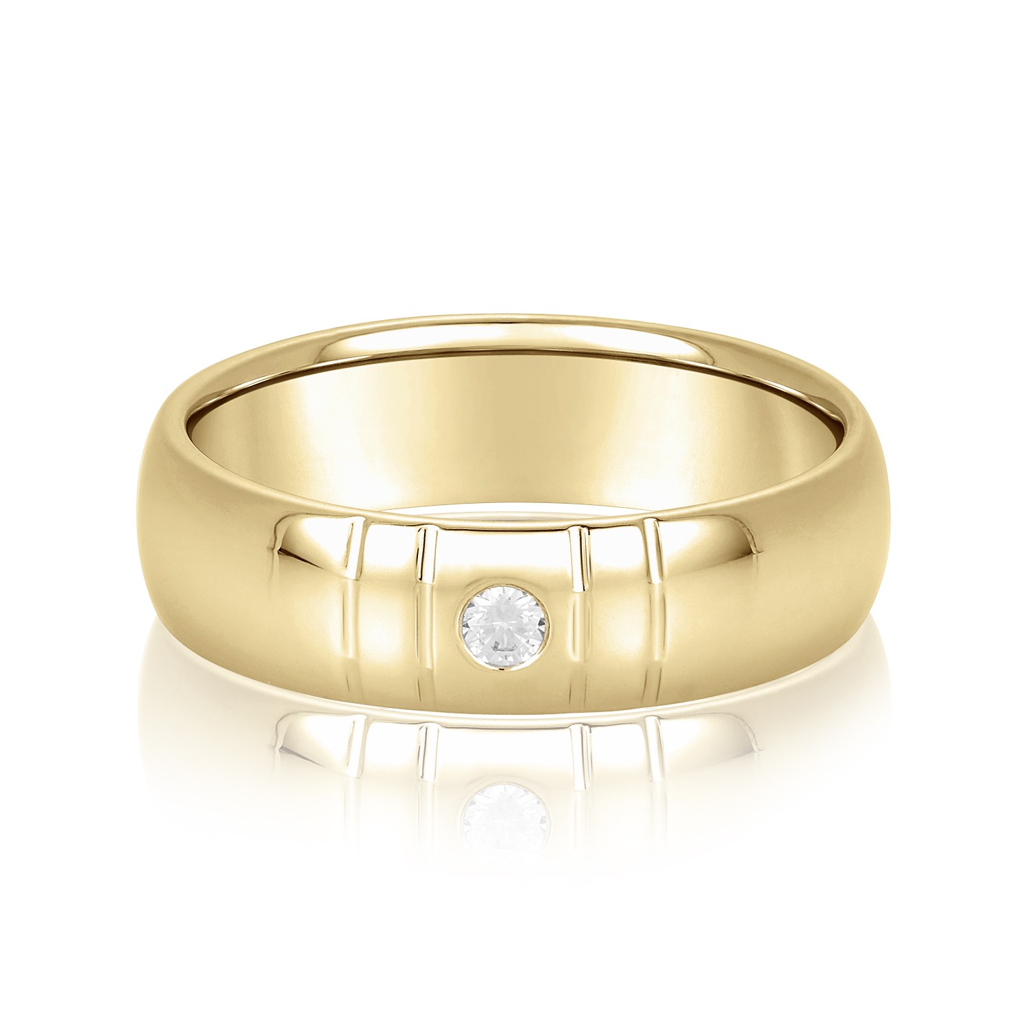 Medolius Lab Grown Diamond Yellow Gold Flush Set Women's Wedding Ring