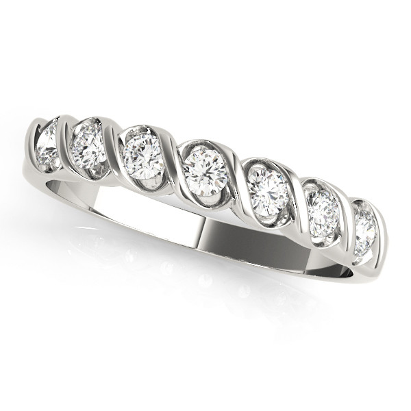 0.25 Ct Lab-Created Round Cut  7 Stone Ring Diamond Rings in 9K White Gold