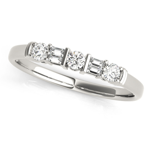 Maevery Natural Diamond Bar And Prong Set  Wedding Ring