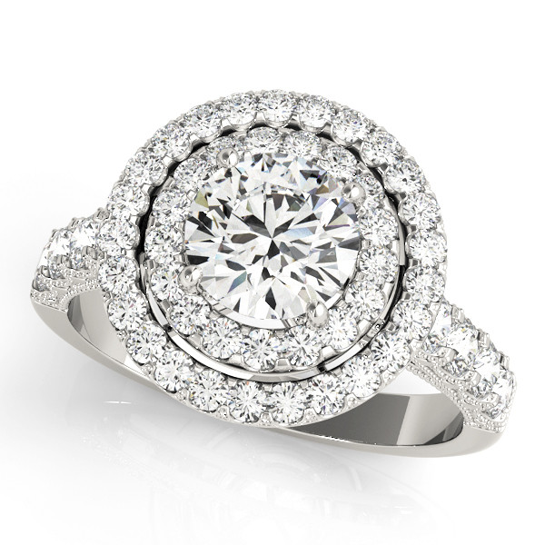 0.2 Ct Natural Round Cut Landyn Halo Diamond Rings in Silver 925