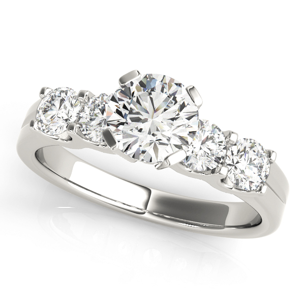0.2 Ct Lab-Created Diamond Round Cut Eloise  Side Stone Engagement Rings in Silver 925