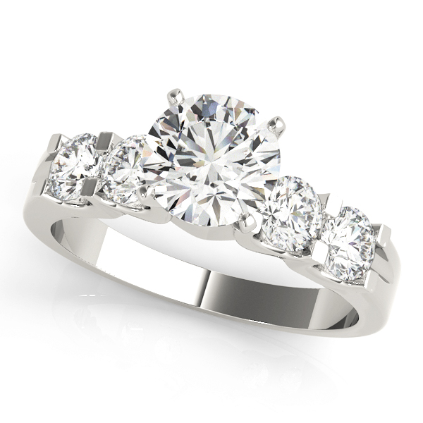 0.2 Ct Lab-Created Diamond Round Cut Atlia  Side Stone Engagement Rings in Silver 925