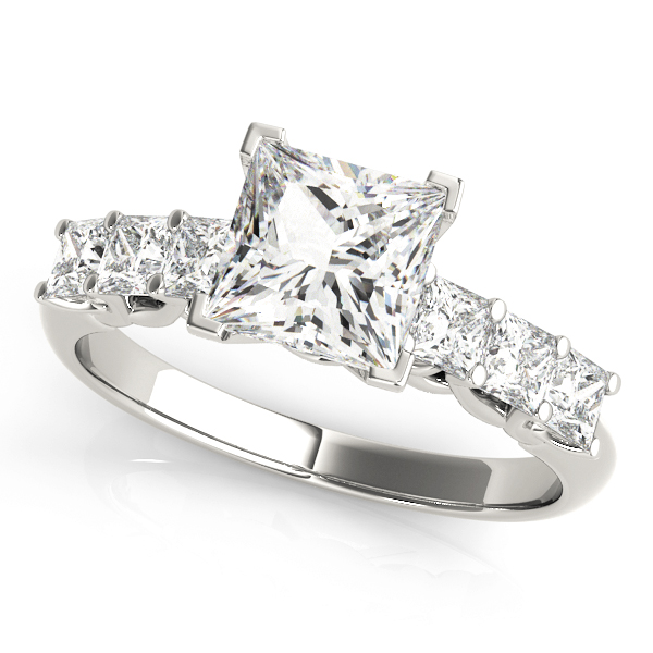 0.2 Ct Lab-Created Diamond Princess Cut Dulsy  Side Stone Engagement Rings in Silver 925