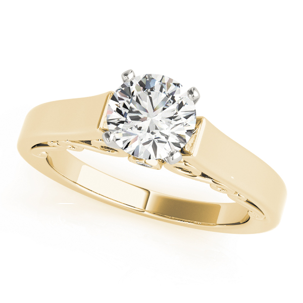 Graslin Lab Grown Yellow Gold 4 Prong  Side Stone Diamond Ring