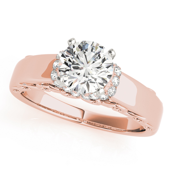 Jaffy Lab Grown Rose Gold 4 Prong  Side Stone Diamond Ring