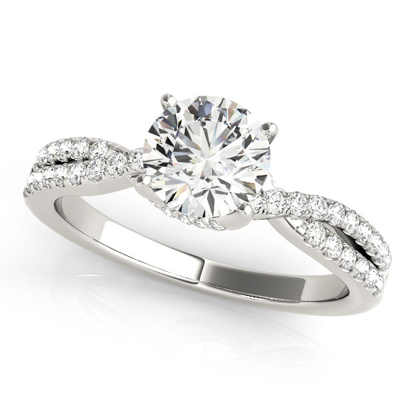 0.5 Ct Lab-Created Round Cut Kameron  Side Stone Diamond Rings in 9K White Gold