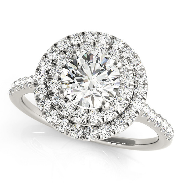 0.2 Ct Natural Round Cut Jaci Halo Diamond Rings in Silver 925