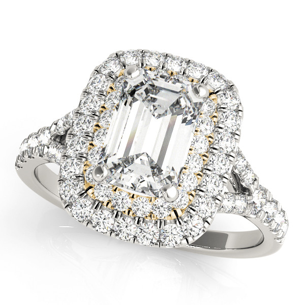 0.2 Ct Natural Diamond Emerald Cut Kaiah Halo Engagement Rings in Silver 925