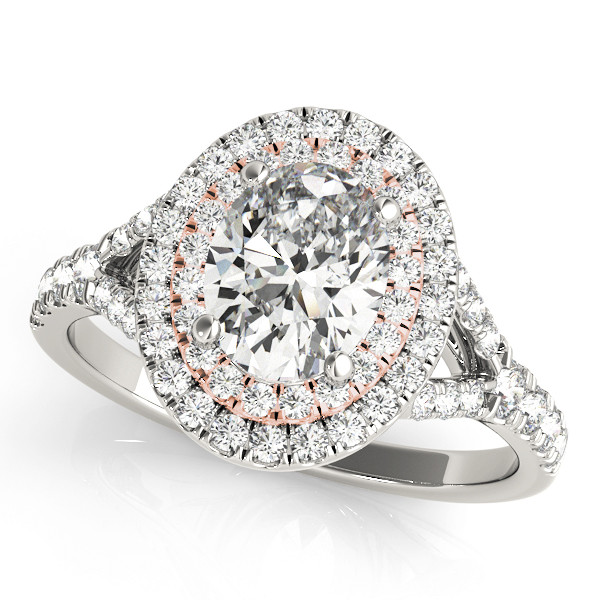 0.2 Ct Natural Diamond Oval Cut Koda Halo Engagement Rings in Silver 925