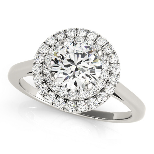 0.2 Ct Lab-Created Round Cut Kensleigh Halo Diamond Rings in Silver 925