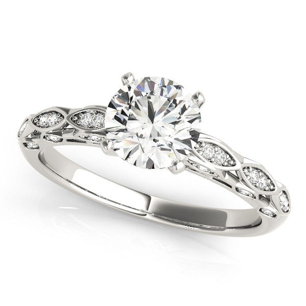 0.53 Ct Lab-Created Round Cut Lenny  Side Stone Diamond Rings in 9K White Gold