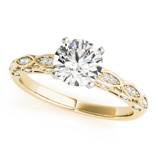 0.53 Ct Lab-Created Round Cut Lenny  Side Stone Diamond Rings in 9K White Gold