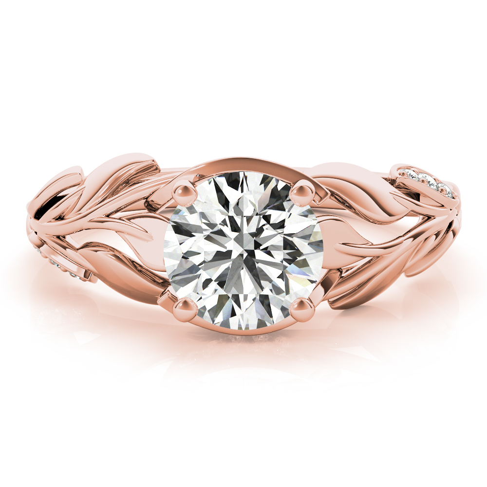 Realin Lab Grown Rose Gold 4 Prong  Side Stone Diamond Ring