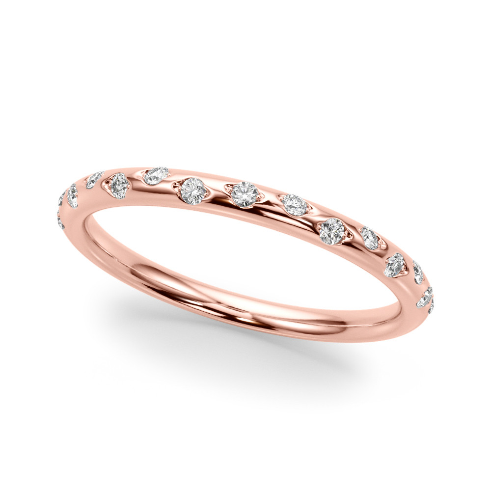 0.07 Ct Lab-Created Round Cut Khaliah Three Quarter Eternity Diamond Rings in 9K White Gold