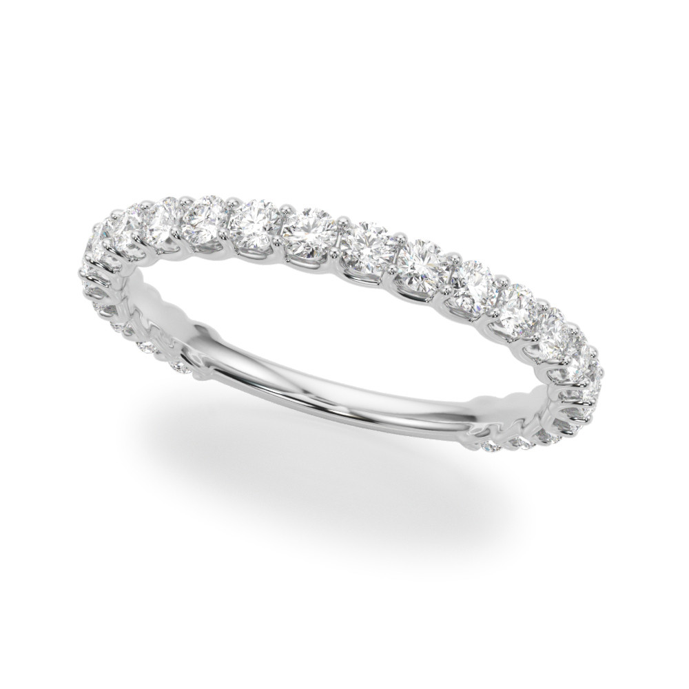 0.75 Ct Natural Round Cut Jasleen Three Quarter Eternity Diamond Rings in 9K White Gold