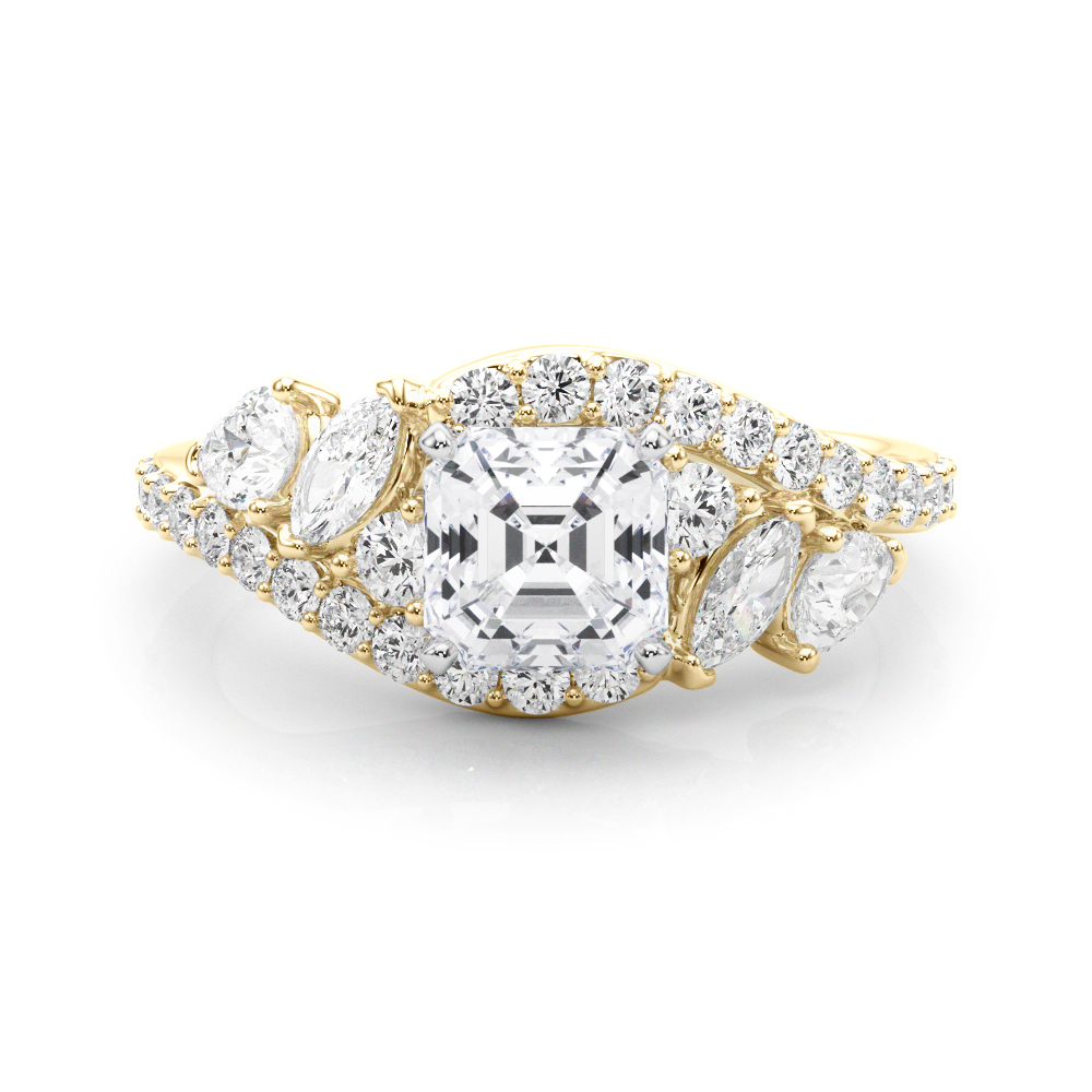 Gabilla Natural Yellow Gold 4 Prong Set Side Stone Diamond Ring