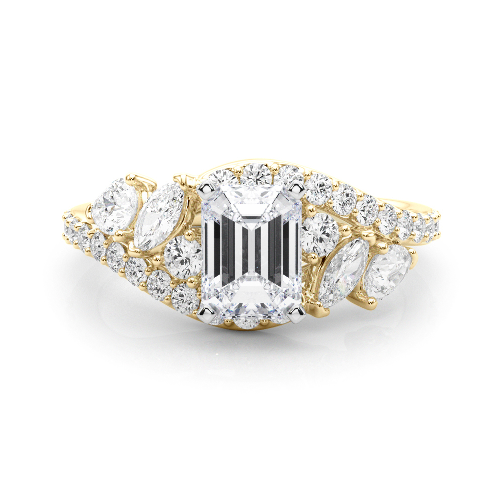 Gabilla Natural Yellow Gold 4 Prong Set Side Stone Diamond Ring