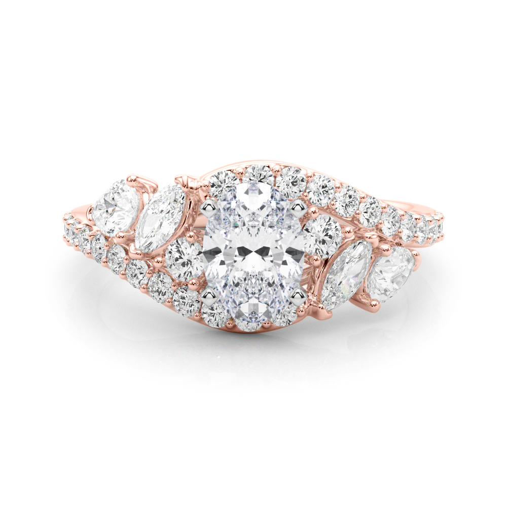 Gabilla Natural Rose Gold 4 Prong Set Side Stone Diamond Ring