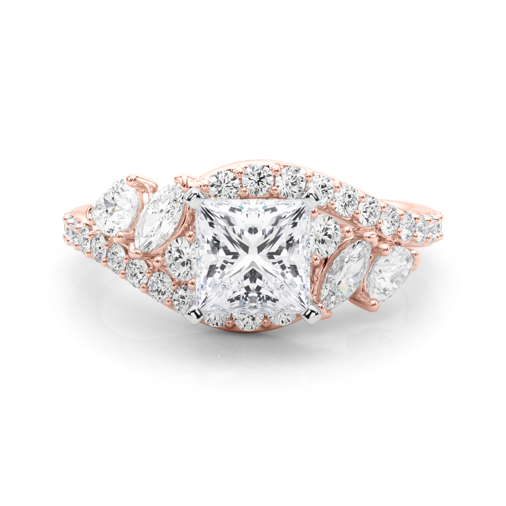 Gabilla Natural Rose Gold 4 Prong Set Side Stone Diamond Ring