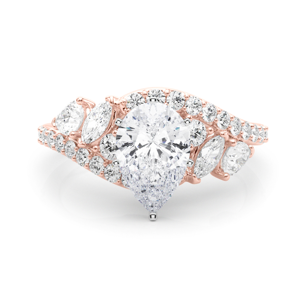 Gabilla Natural Rose Gold 6 Prong Set Side Stone Diamond Ring