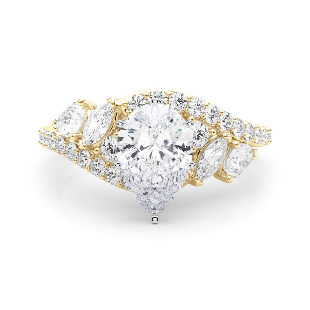 Gabilla Natural Yellow Gold 6 Prong Set Side Stone Diamond Ring