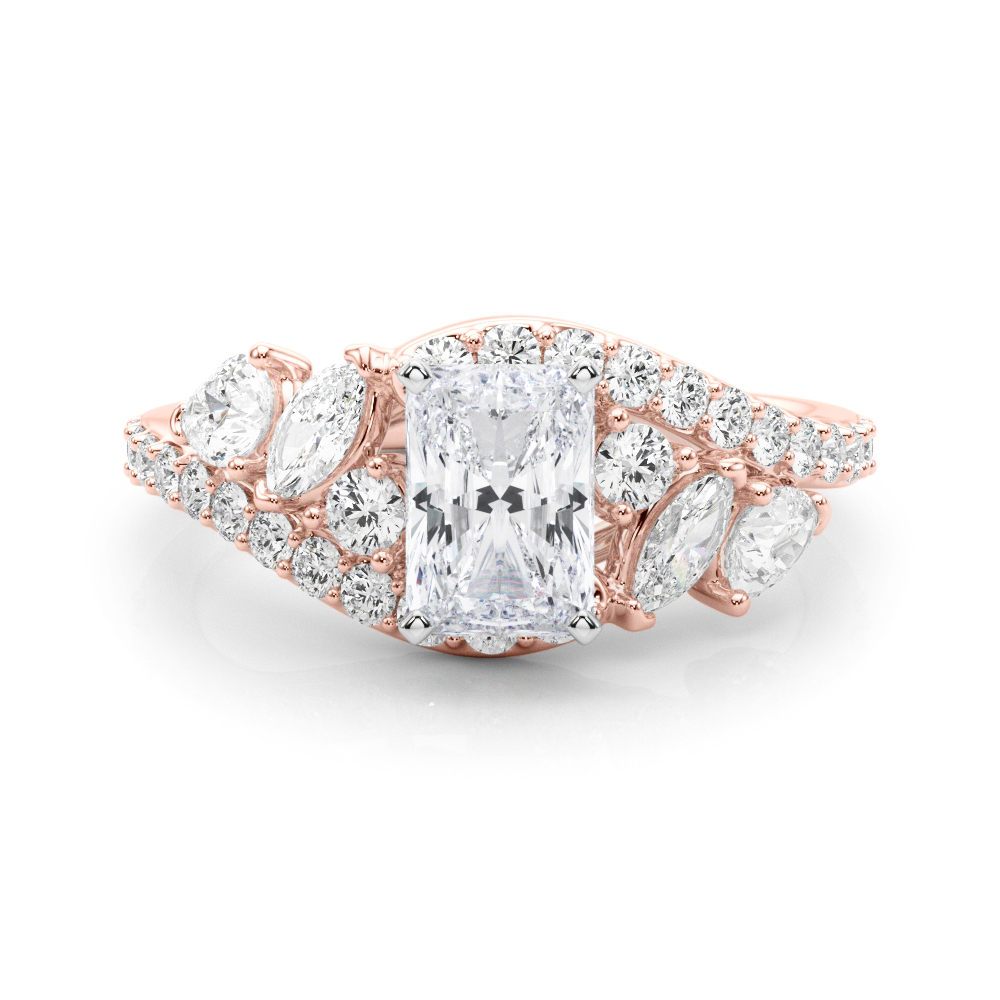 Gabilla Natural Rose Gold 4 Prong Set Side Stone Diamond Ring