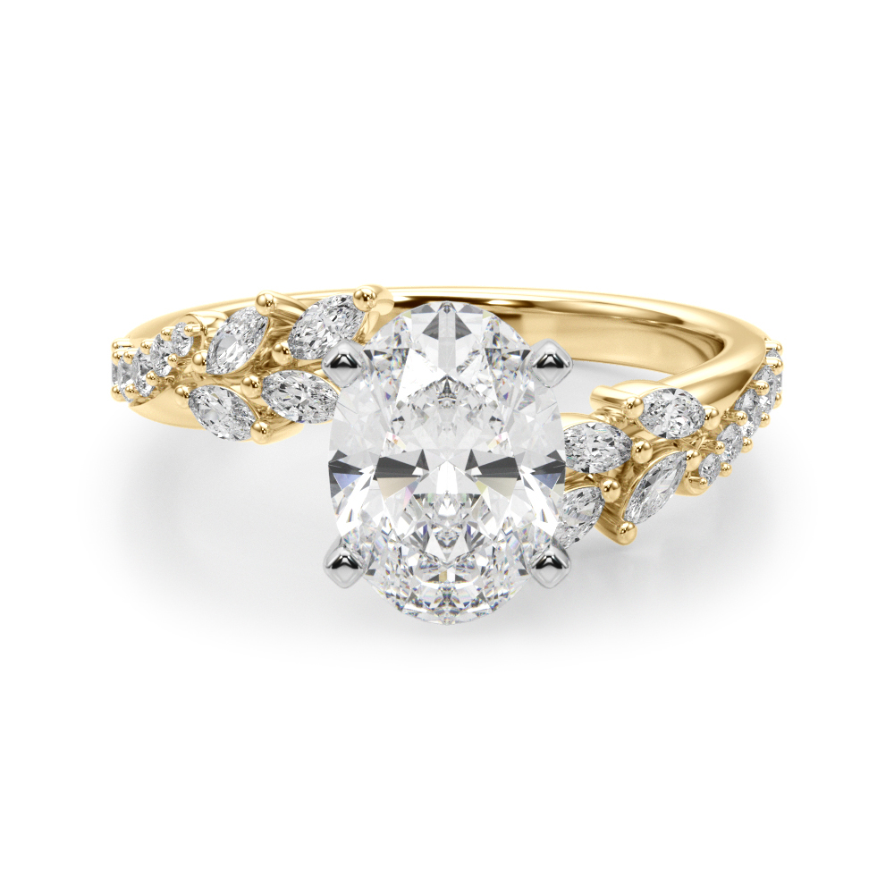 SunshineDiamonds Side Stone Diamond Diamond Rings in 9K Yellow Gold and 0.50 Carat Lab Grown Diamond