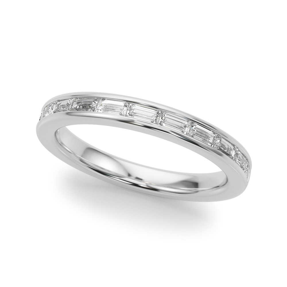 0.5 Ct Natural Baguette Cut Selin  Diamond Rings in 9K White Gold