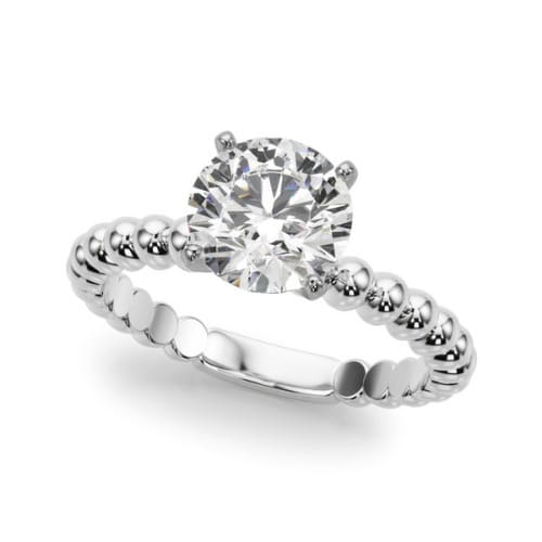 0.2 Ct Natural Round Cut Olia  Solitaire Diamond Rings in Silver 925