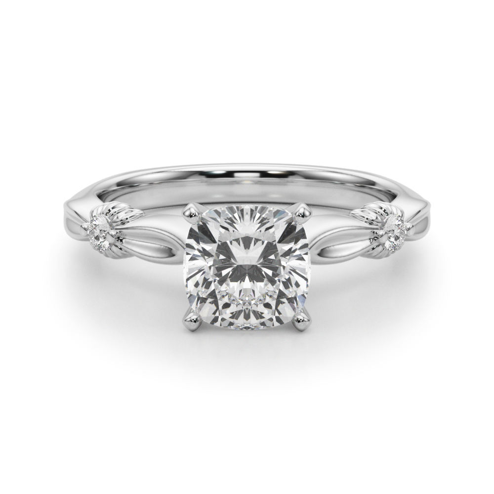 Natural 4 Prong Side Stone Diamond Ring