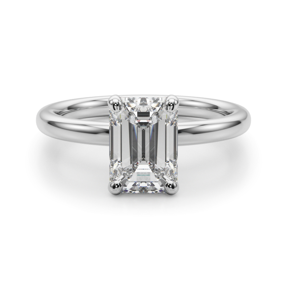 0.3 Ct Lab-Created Emerald Cut Odierne  Classic Solitaire Engagement Diamond Rings in Silver 925