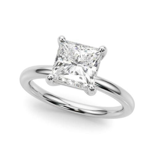 0.2 Ct Lab-Created Princess Cut Olif  Solitaire Diamond Rings in Silver 925