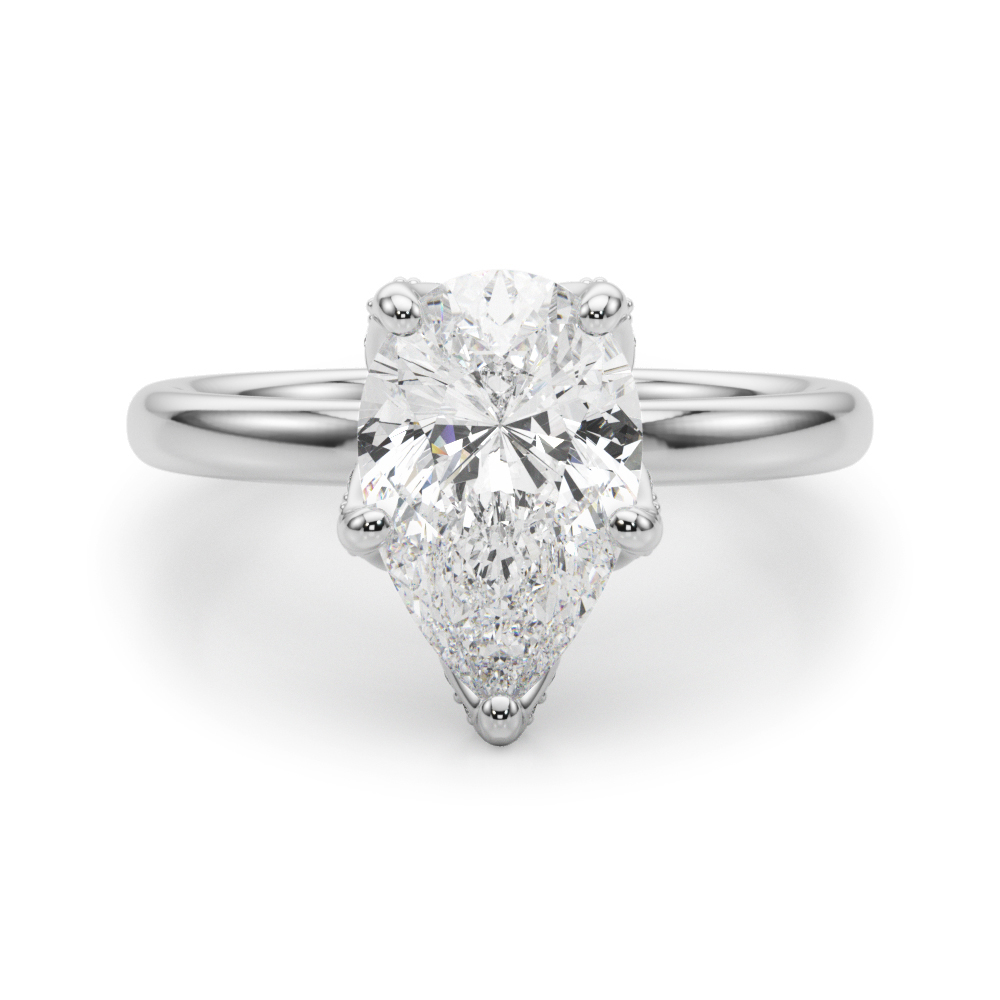 0.2 Ct Lab-Created Diamond Pear Cut Gladina  Halo Engagement Rings in Silver 925