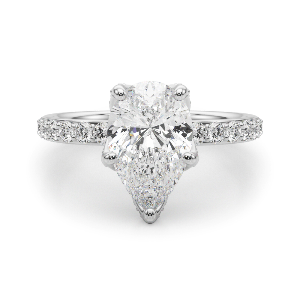 0.2 Ct Lab-Created Diamond Pear Cut Filora  Halo Engagement Rings in Silver 925