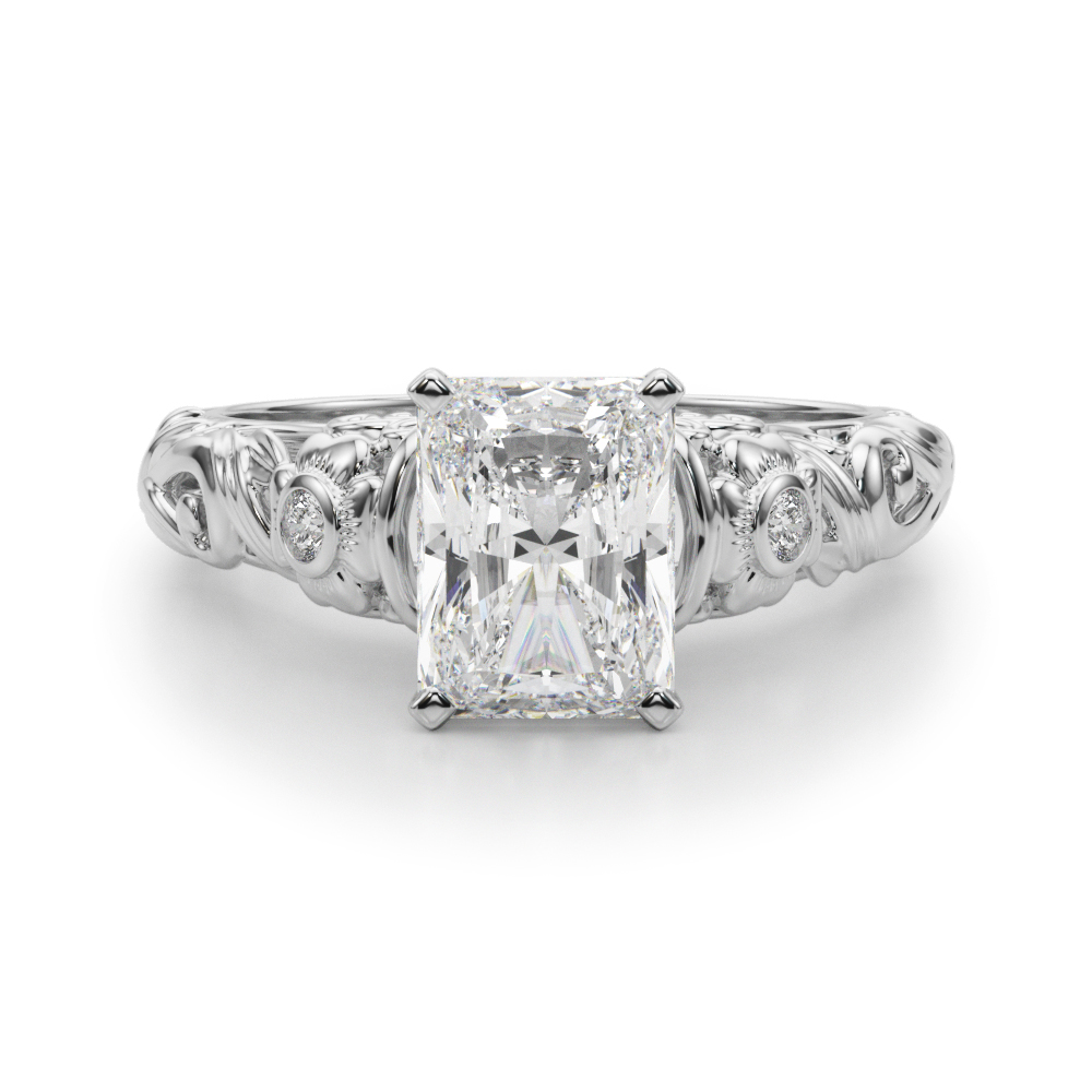 Dafna Lab Grown 4 Prong Set Side Stone Diamond Ring