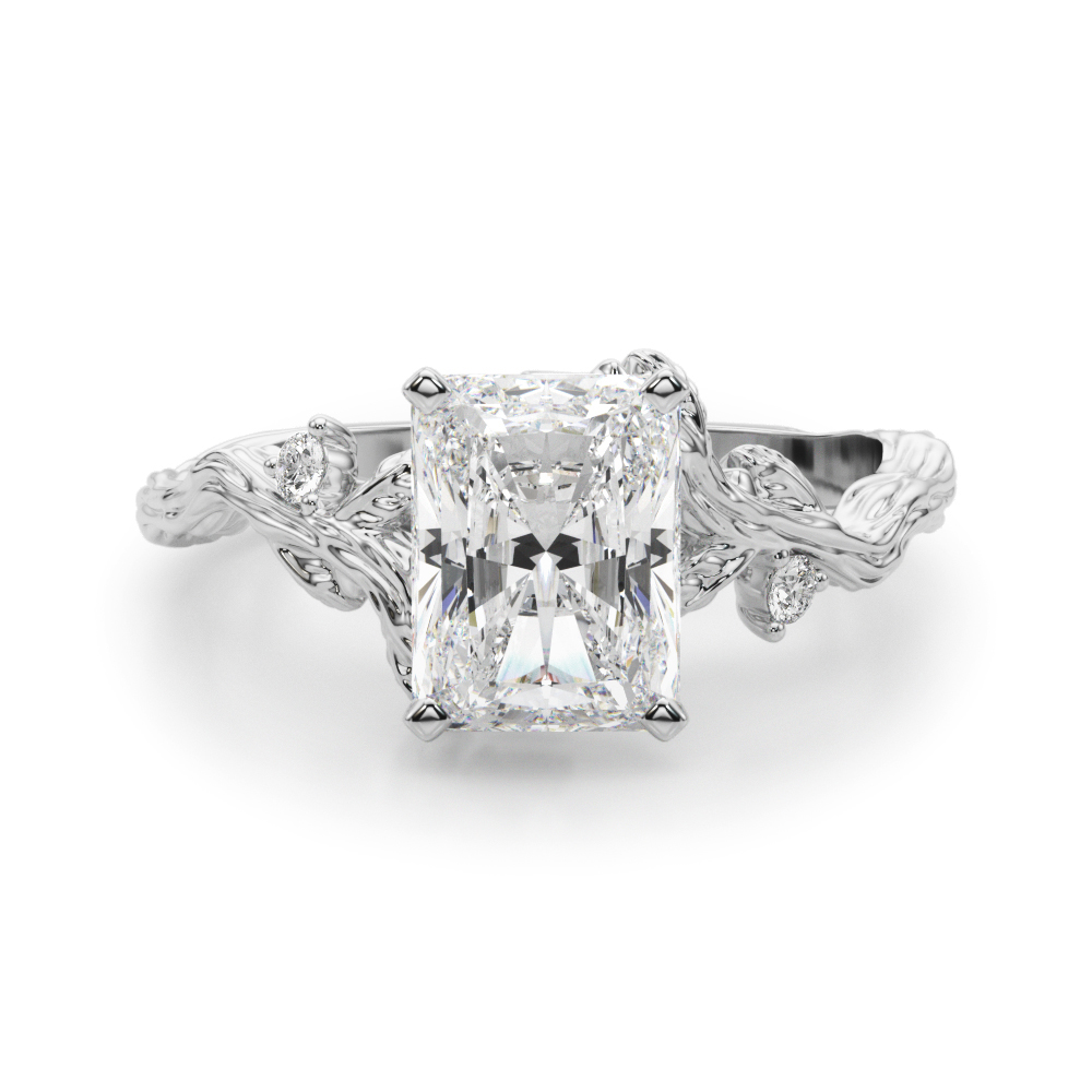 Nirosetta Natural 4 Prong Set Side Stone Diamond Ring