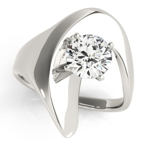 0.2 Ct Natural Round Cut Olita  Solitaire Diamond Rings in Silver 925