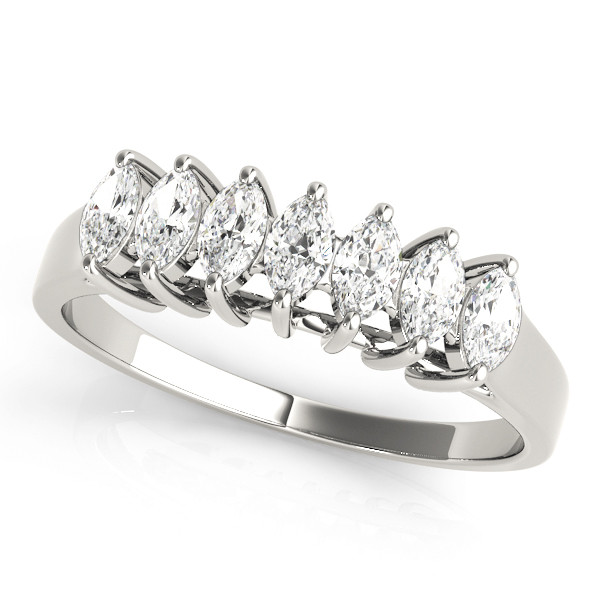0.63 Ct Lab-Created Marquise Cut 7 Stone Diamond Ring in 9K White Gold