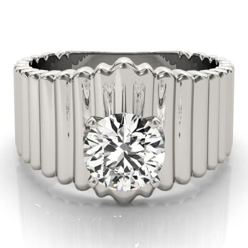 0.2 Ct Natural Round Cut Oliue  Solitaire Diamond Rings in Silver 925