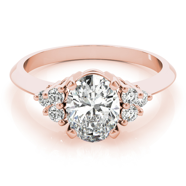 Lab Grown Rose Gold 4 Prong Side Stone Diamond Ring