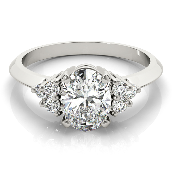 Lab Grown Platinum 4 Prong Side Stone Diamond Ring