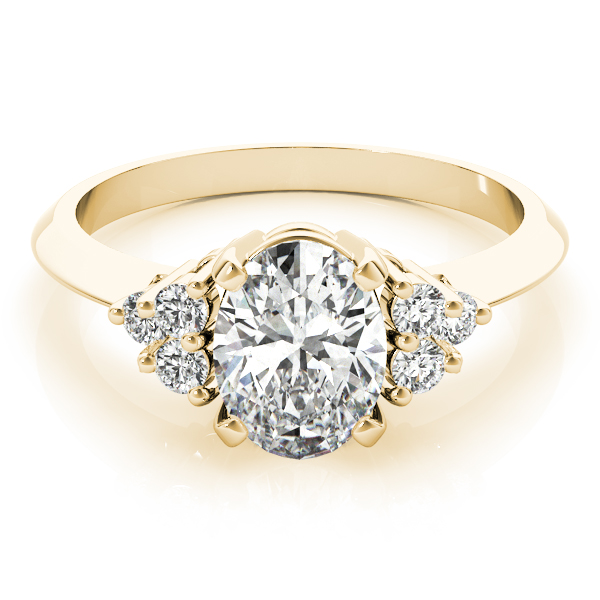 Lab Grown Yellow Gold 4 Prong Side Stone Diamond Ring